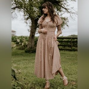 ✨SOLD✨ Size S • Kaira Tan Neutrals Cotton Maxi Dress.